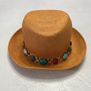 Vintage ADOLFO II Women's Hat Orange With Stone Band